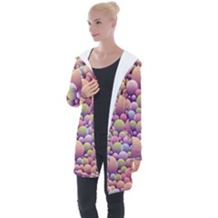 Abstract Background Circle Bubbles Longline Hooded Cardigan