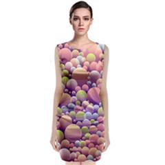 Abstract Background Circle Bubbles Sleeveless Velvet Midi Dress