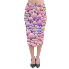 Abstract Background Circle Bubbles Velvet Midi Pencil Skirt