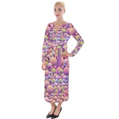 Abstract Background Circle Bubbles Velvet Maxi Wrap Dress