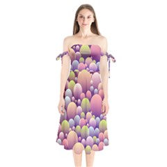 Abstract Background Circle Bubbles Shoulder Tie Bardot Midi Dress by HermanTelo