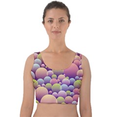 Abstract Background Circle Bubbles Velvet Crop Top