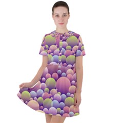 Abstract Background Circle Bubbles Short Sleeve Shoulder Cut Out Dress  by HermanTelo