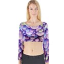 Abstract Background Circle Bubbles Space Long Sleeve Crop Top View1