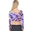 Abstract Background Circle Bubbles Space Long Sleeve Crop Top View2