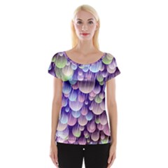 Abstract Background Circle Bubbles Space Cap Sleeve Top