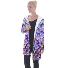 Abstract Background Circle Bubbles Space Longline Hooded Cardigan