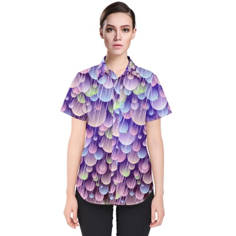 Abstract Background Circle Bubbles Space Women s Short Sleeve Shirt by HermanTelo