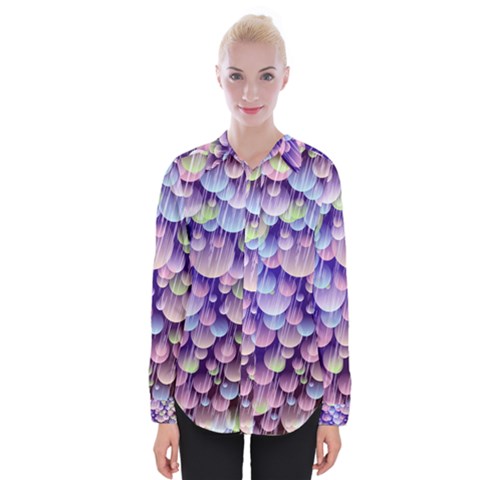 Abstract Background Circle Bubbles Space Womens Long Sleeve Shirt by HermanTelo