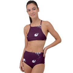 Cat Nature Design Animal Skin Pink High Waist Tankini Set