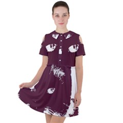 Cat Nature Design Animal Skin Pink Short Sleeve Shoulder Cut Out Dress 