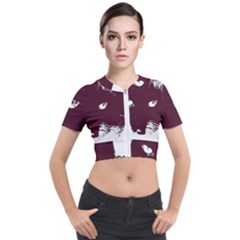 Cat Nature Design Animal Skin Pink Short Sleeve Cropped Jacket