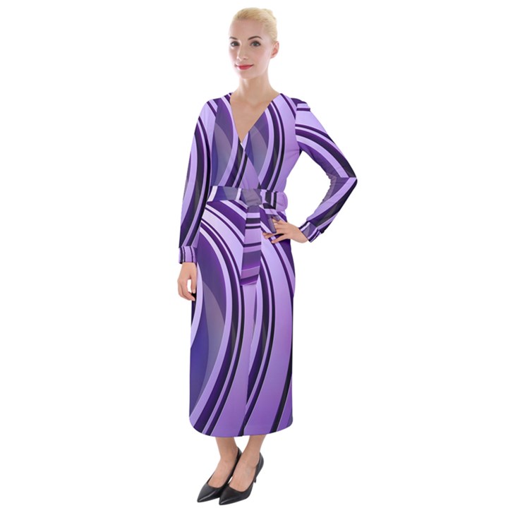 Circle Concentric Render Metal Velvet Maxi Wrap Dress