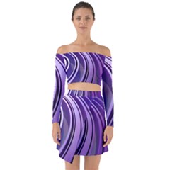 Circle Concentric Render Metal Off Shoulder Top With Skirt Set