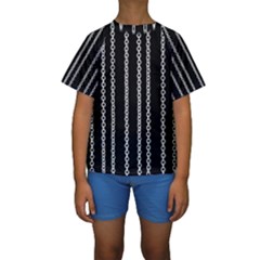 Chains Black Design Metal Iron Kids  Short Sleeve Swimwear