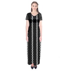 Chains Black Design Metal Iron Short Sleeve Maxi Dress