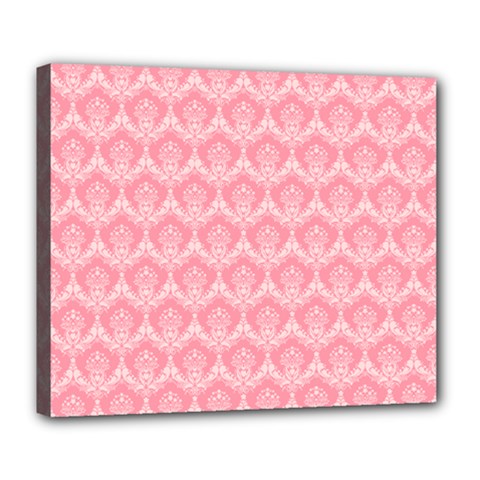 Damask Floral Design Seamless Deluxe Canvas 24  X 20  (stretched)