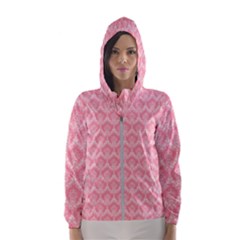 Damask Floral Design Seamless Women s Hooded Windbreaker