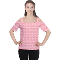 Damask Floral Design Seamless Cutout Shoulder Tee