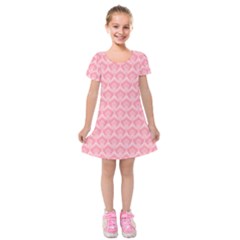 Damask Floral Design Seamless Kids  Short Sleeve Velvet Dress