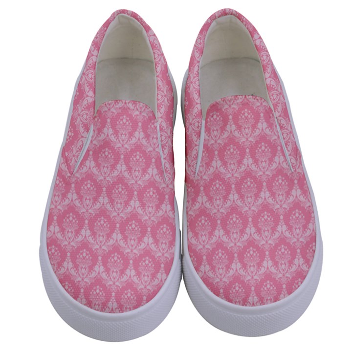 Damask Floral Design Seamless Kids  Canvas Slip Ons