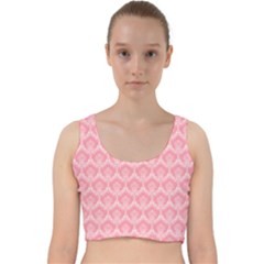 Damask Floral Design Seamless Velvet Racer Back Crop Top