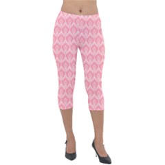 Damask Floral Design Seamless Lightweight Velour Capri Leggings  by HermanTelo