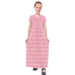 Damask Floral Design Seamless Kids  Short Sleeve Maxi Dress