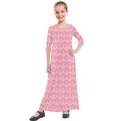 Damask Floral Design Seamless Kids  Quarter Sleeve Maxi Dress by HermanTelo