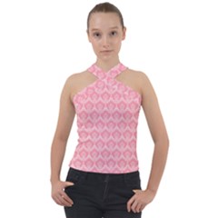 Damask Floral Design Seamless Cross Neck Velour Top