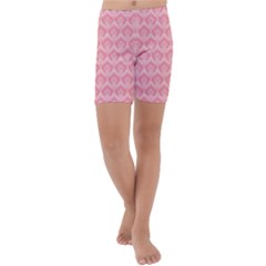 Damask Floral Design Seamless Kids  Lightweight Velour Capri Yoga Leggings