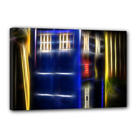 Famous Blue Police Box Canvas 18  X 12  (stretched) by HermanTelo