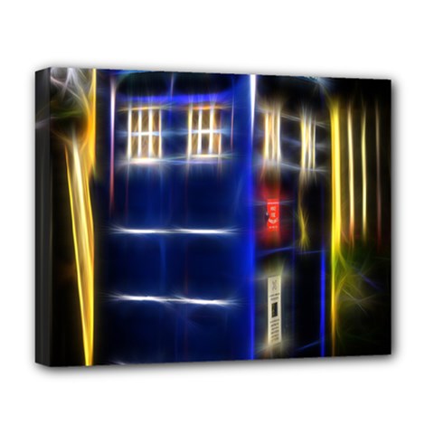 Famous Blue Police Box Deluxe Canvas 20  X 16  (stretched)