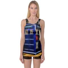 Famous Blue Police Box One Piece Boyleg Swimsuit