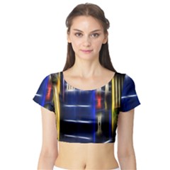 Famous Blue Police Box Short Sleeve Crop Top