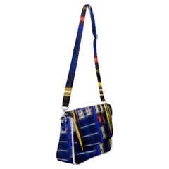 Famous Blue Police Box Shoulder Bag With Back Zipper