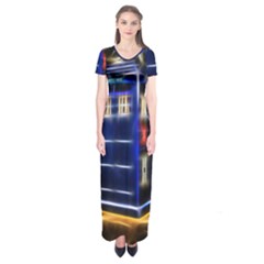 Famous Blue Police Box Short Sleeve Maxi Dress