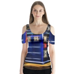 Famous Blue Police Box Butterfly Sleeve Cutout Tee 