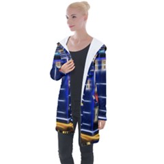 Famous Blue Police Box Longline Hooded Cardigan