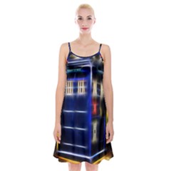 Famous Blue Police Box Spaghetti Strap Velvet Dress