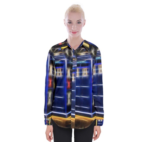 Famous Blue Police Box Womens Long Sleeve Shirt by HermanTelo