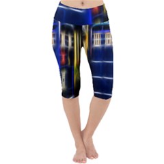 Famous Blue Police Box Lightweight Velour Cropped Yoga Leggings by HermanTelo