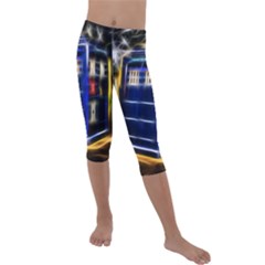 Famous Blue Police Box Kids  Lightweight Velour Capri Leggings  by HermanTelo