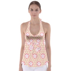 Floral Design Seamless Wallpaper Babydoll Tankini Top