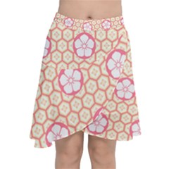 Floral Design Seamless Wallpaper Chiffon Wrap Front Skirt by HermanTelo