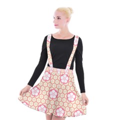 Floral Design Seamless Wallpaper Suspender Skater Skirt