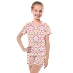 Floral Design Seamless Wallpaper Kids  Mesh Tee And Shorts Set