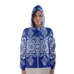 Flake Crystal Snow Winter Ice Women s Hooded Windbreaker