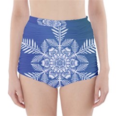 Flake Crystal Snow Winter Ice High-waisted Bikini Bottoms by HermanTelo