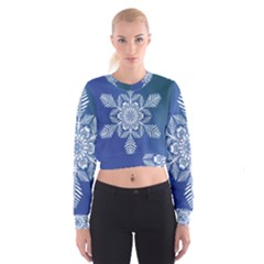 Flake Crystal Snow Winter Ice Cropped Sweatshirt by HermanTelo